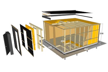 Isoleret skur arbejdstegning Isoleret skur arbejdstegning